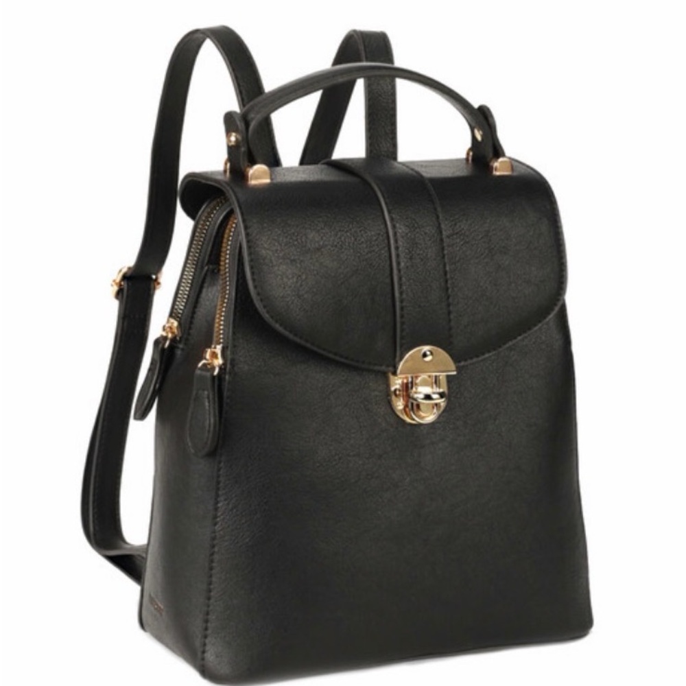 Elegant Black Leather Backpack